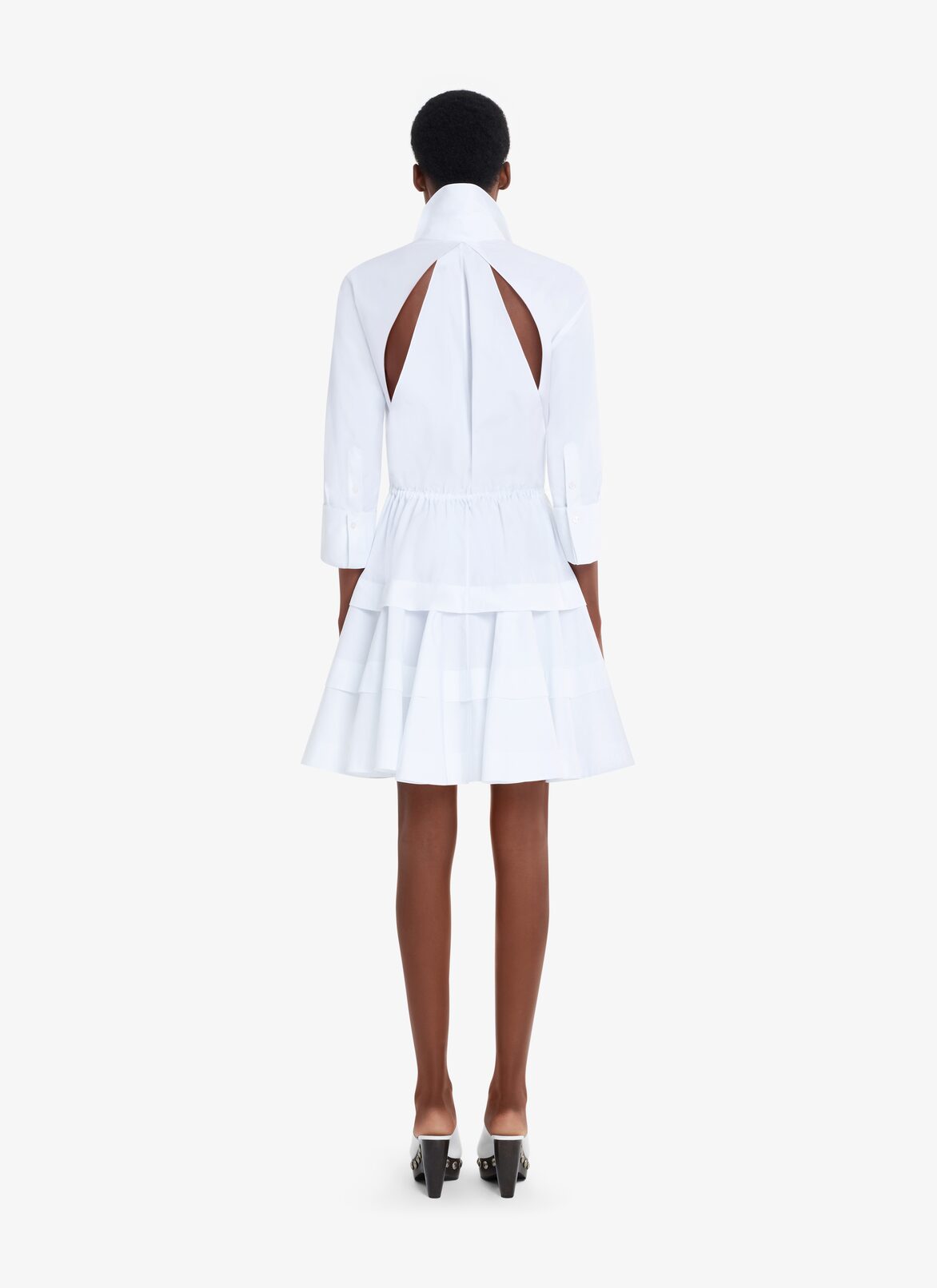 SHORT OPEN-BACK JAPANESE POPLIN DRESS ALAÏA WHITE SHORT OPEN-BACK JAPANESE POPLIN DRESS